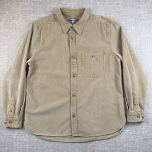 Urban‎ Outfitters Corduroy Button Up Shirt Tan Beige Cotton Men's M